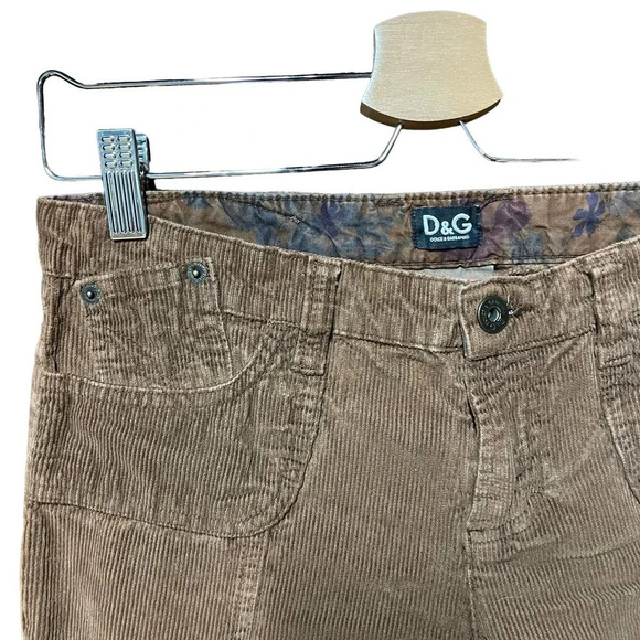 Dolce & Gabbana Lovely Corduroy‎ Brown Straight Y2K Pants Size 40 / 26 - Picture 4 of 11
